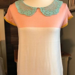 Short sleeve knit sweater top